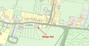 Map showing position of Dunkirk Village Hall