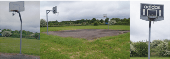 Picture of the Playing Field and Basketball Court with Basketball Hoops Title No:K449888