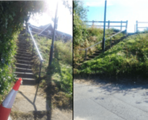 Picture of Handrail on steps from Staplestreet Road up to the Bus Shelter on Canterbury Road