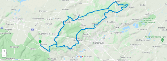 Image of a Map showing the route of the Big Blean Walk